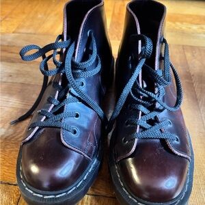 Solovair Burgundy Rub-Off Monkey Boot - 6 Mens / 7 Womens